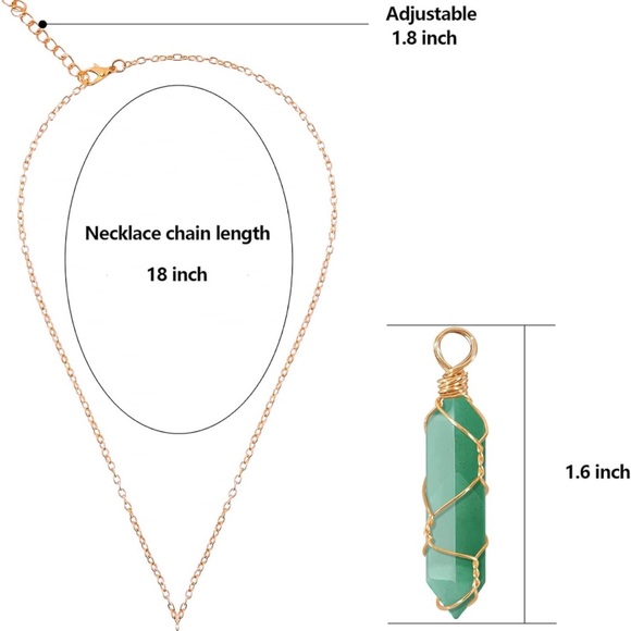 14K Necklace Wire Wrapped Natural Point Pendant Healing Crystal Green Aventurine - Picture 4 of 12